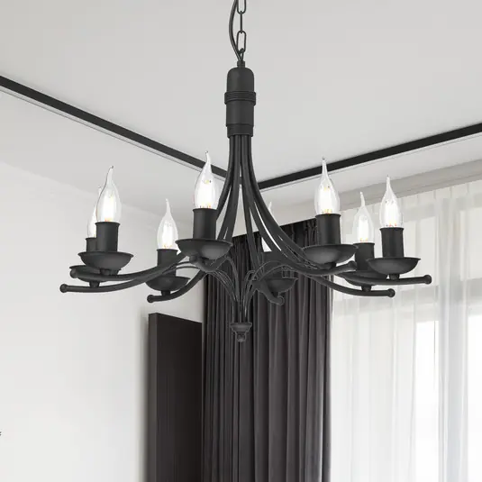 Spedizione Espresso Lampadario Kandela, 8 luci, nero