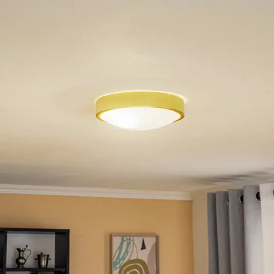 Economico Plafoniera Jaris, vetro bombato, Ø 26 cm, oro