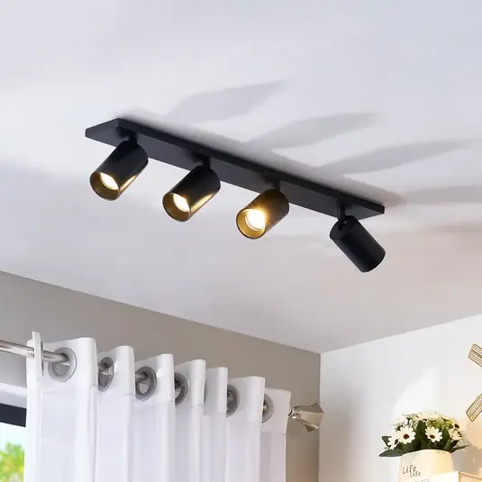 Nuova Collezione Arcchio Faretto Brinja, nero, lunghezza 65 cm, Ø 7 cm, a 4 luci.