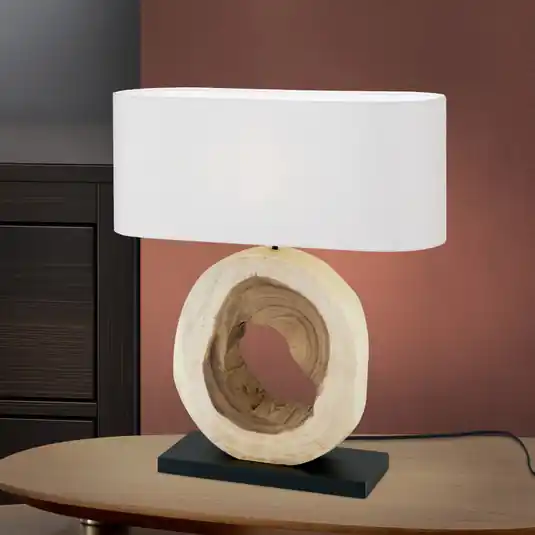 Lampada da tavolo Nathan base decorativa in legno Compra Adesso