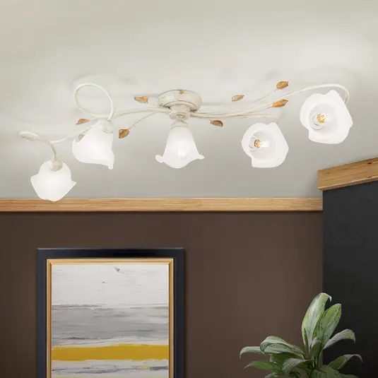 Offerta Lampo Plafoniera Sisi, a 5 luci, avorio-oro