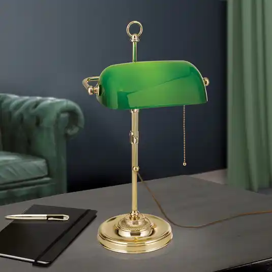 Affare Lampada da banchiere Harvard cordino, ottone/verde