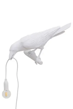 Novità SELETTI Bird Lamp Lampada Applique a LED, vista a sinistra, bianco