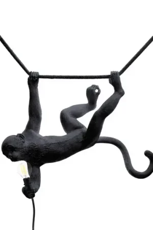 Prezzo Conveniente SELETTI Monkey Lamp, larghezza 44 cm, nero, spina, IP44