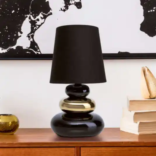 Offerta Limitata Lampada da tavolo Stoney, ceramica e tessuto