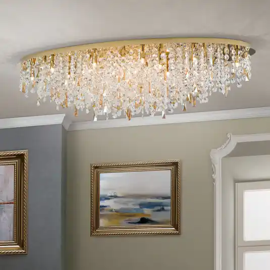 Plafoniera Crystalriver pendenti di cristallo oro Sconto