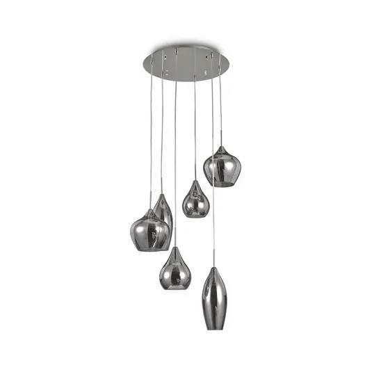 Sconto Ideal Lux Soft a sospensione 6 luci cromo/fumè