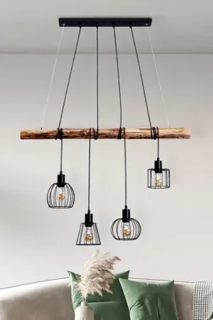 Ultime Pezzi Lampada a sospensione Woodland 4 luci a gabbia