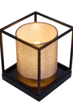 Lampada da tavolo Beta di metallo e stoffa grigia Promo Stagionale