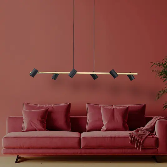 Offerta Lampo Lampada sospensione Frida con 6 spot, nero/ottone