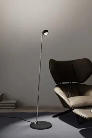 Affare Puk! 80 Floor LED lenti traspar/satin nero/cromo