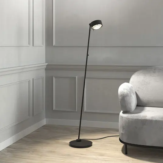 Prezzo Basso Puk! 120 Floor LED lenti tras/satin, nero satinato