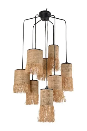 Compra Adesso MARKET SET Lampada a sospensione Formentera, Ø 50 cm, fibra di palma, a 8 luci.
