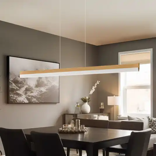 Quitani Lampada a sospensione Keijo, nichel/quercia, 143 cm Occasione Imperdibile