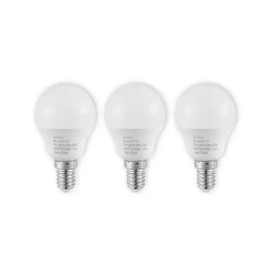 Consegna Rapida Lampadina LED E14 G45 4,5W 3.000K opale Lindby set di 3