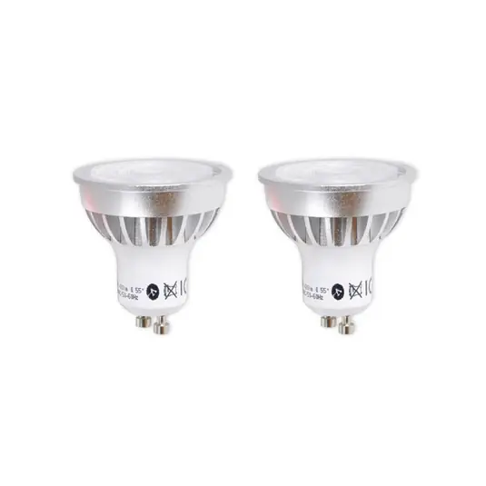 Lampadina LED a riflettore GU10 5 W chiaro 3.000 K 55° set da 2 Consegna Rapida