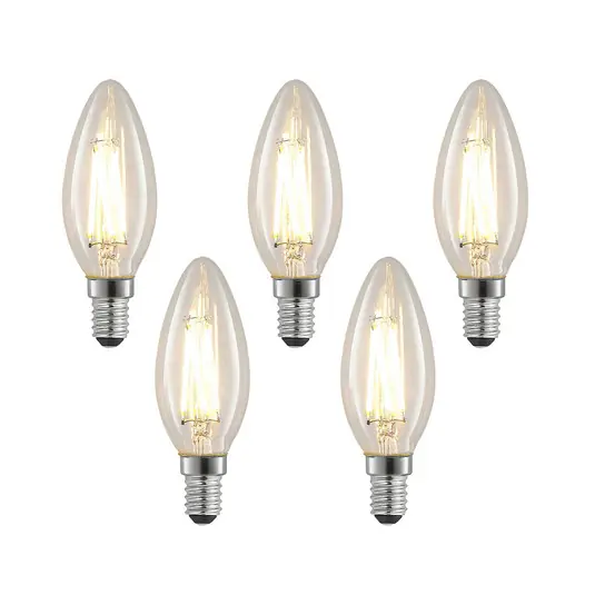 LED filamenti E14 4W 827 candela dimming set 5x Popolare