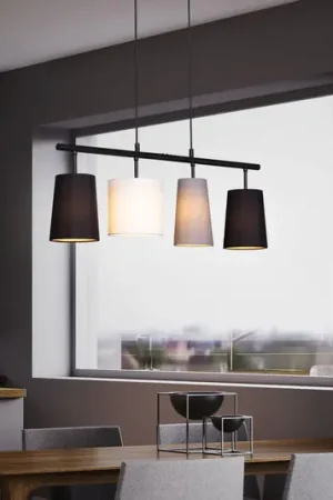 Lampada a sospensione Shades con quattro paralumi in tessuto Occasione