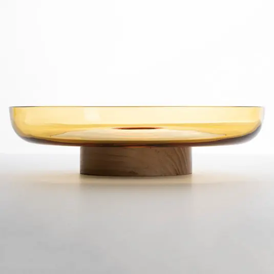 Ciotola Artemide Bontà, giallo, Ø 26 cm, vetro, legno Offerta Speciale