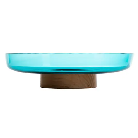 Ciotola Artemide Bontà, turchese, Ø 26 cm, vetro, legno Offerta Del Giorno