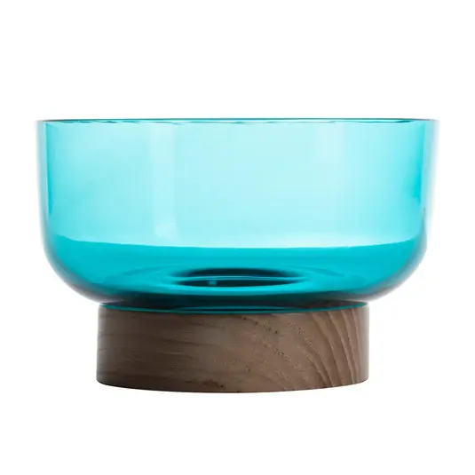Economico Ciotola Artemide Bontà, turchese, Ø 18 cm, vetro, legno