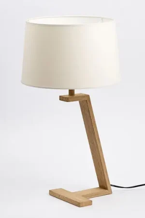 Ultimissimo Modello Lampada da tavolo Memphis LT legno/stoffa, bianca