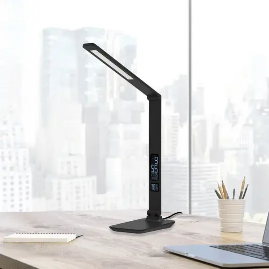 Professionale Aluminor Sandra LED da tavolo con orologio, nero