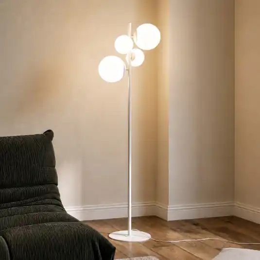 Spedizione Espresso Piantana Dione, 4 luci, bianca