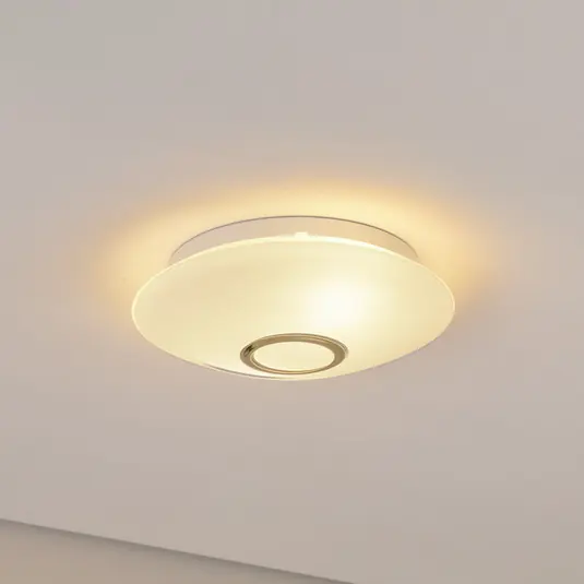 Plafoniera Cyril in vetro, bianco-ottone Sconto