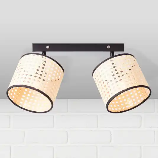 Spot soffitto Wiley, 2 luci con rattan Compra Adesso