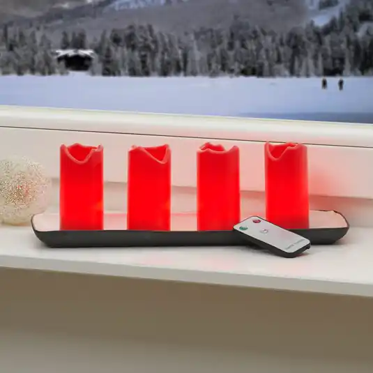 Set di 4 candele LED Candle, telecomando, rosso Occasione Imperdibile