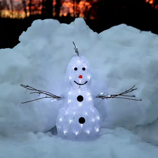 Piccola figura LED Crystal Snowman da esterni Prezzo Di Fabbrica