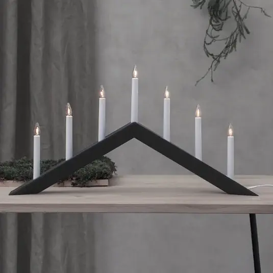 Offerta Candelabro a freccia, piatto, a 7 fiamme, nero