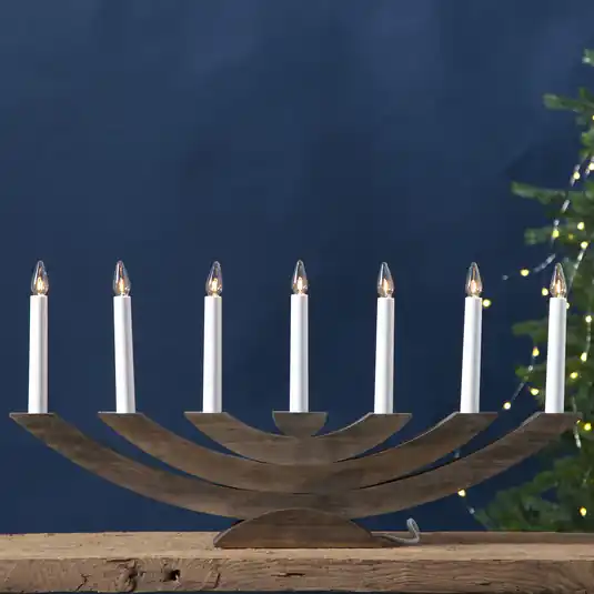 Candelabro Navida, legno, 7 luci, marrone Prezzo Conveniente