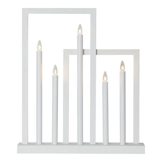Candelabro di legno Frame, 5 luci, bianco Prezzo Scontato