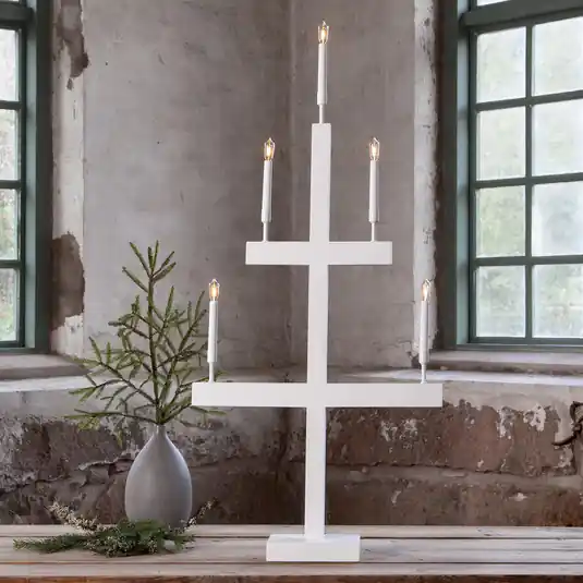 Pagamento Sicuro Candelabro da finestra Storm 5 luci 118 cm bianco