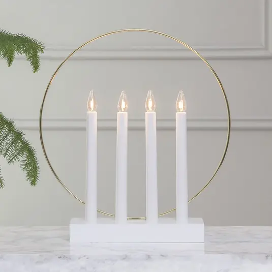 Occasione Candelabro Glossy, anello, 4 luci, bianco