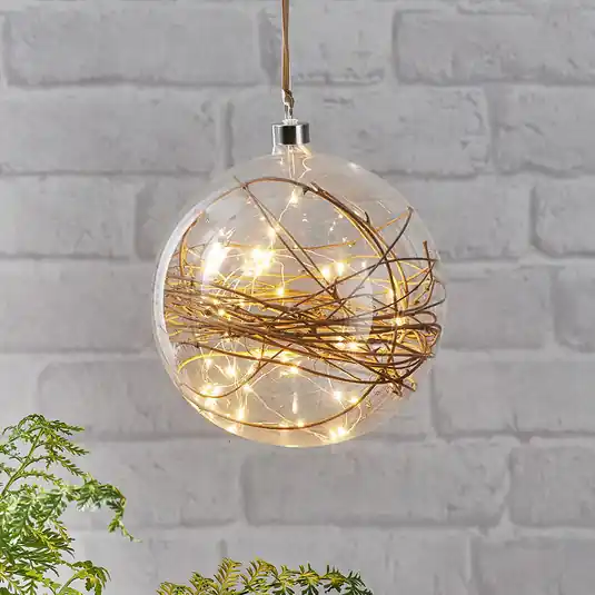 Sfera LED Glow trasparente, rattan Ø 20 cm Non Perdere