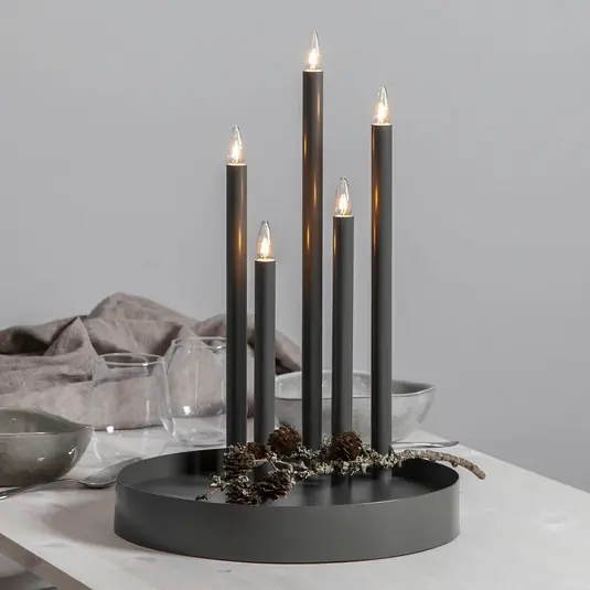 Must-Have Candelabro Deco, 5 luci, grigio nebbia