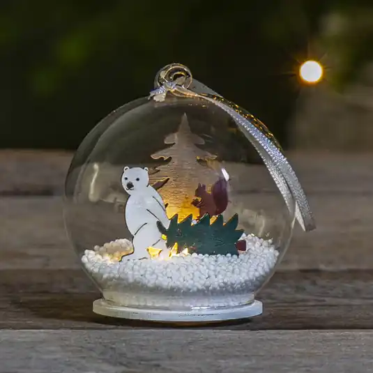 Sfera LED vetro Forest Friends orso/albero Non Perdere