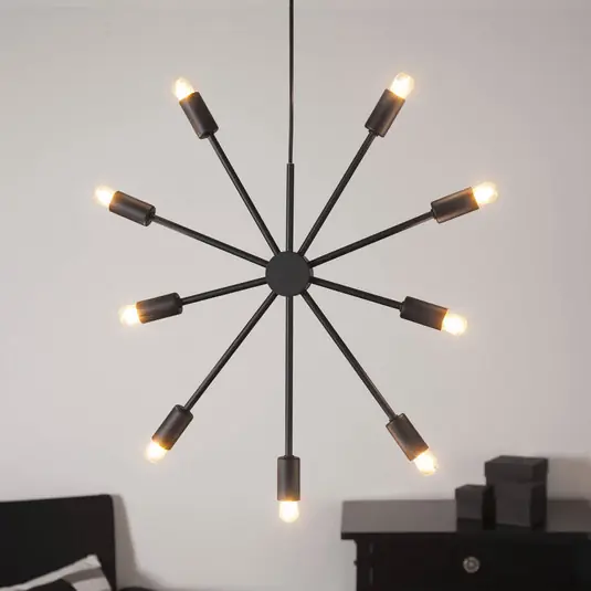 Stella deco Pix di metallo, 9 luci, nero Sconto