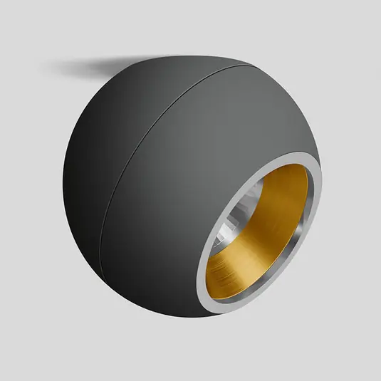 Bega Studio Line Spot asimmetrico nero/ottone Ø14cm Direttamente Dal Produttore