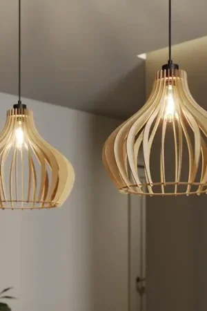 Lampada a sospensione Envostar Faje, compensato di betulla, a 2 luci Esclusivo