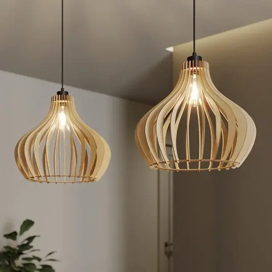 Lampada a sospensione Envostar Faje, compensato di betulla, a 2 luci Esclusivo