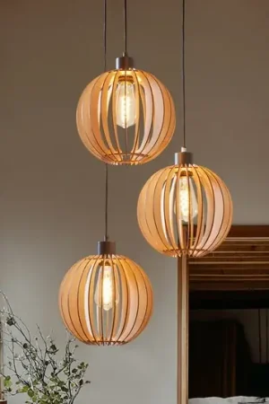 Envostar Clay Lampada a sospensione Compensato di betulla a 3 luci rotonda Novità