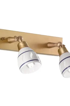 Spot parete Bassano, 2 luci, ottone Popolare