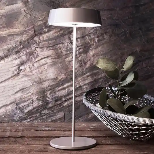 Lampada LED da tavolo Miram accu, dimming, grigio Pagamento Sicuro