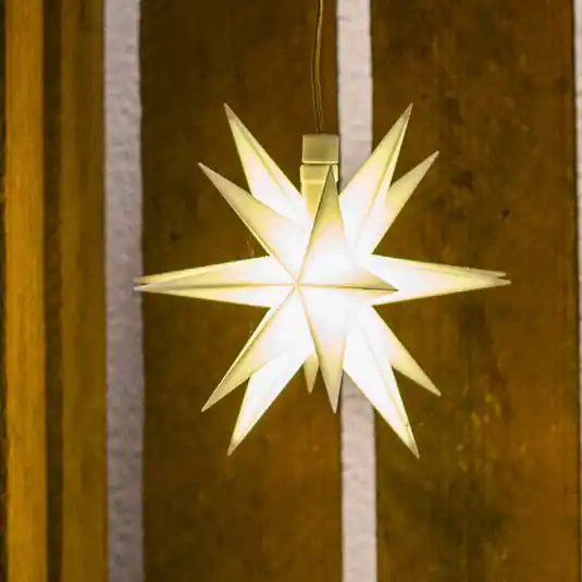Saldi Stella LED esterni 18 punte, Ø12cm batteria bianco