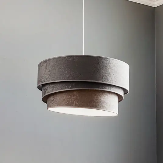 Economico Lampada a sospensione Devon, grigio/bianco Ø45cm