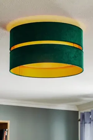 Più Venduto Euluna Duo plafoniera in tessuto verde/oro Ø40cm